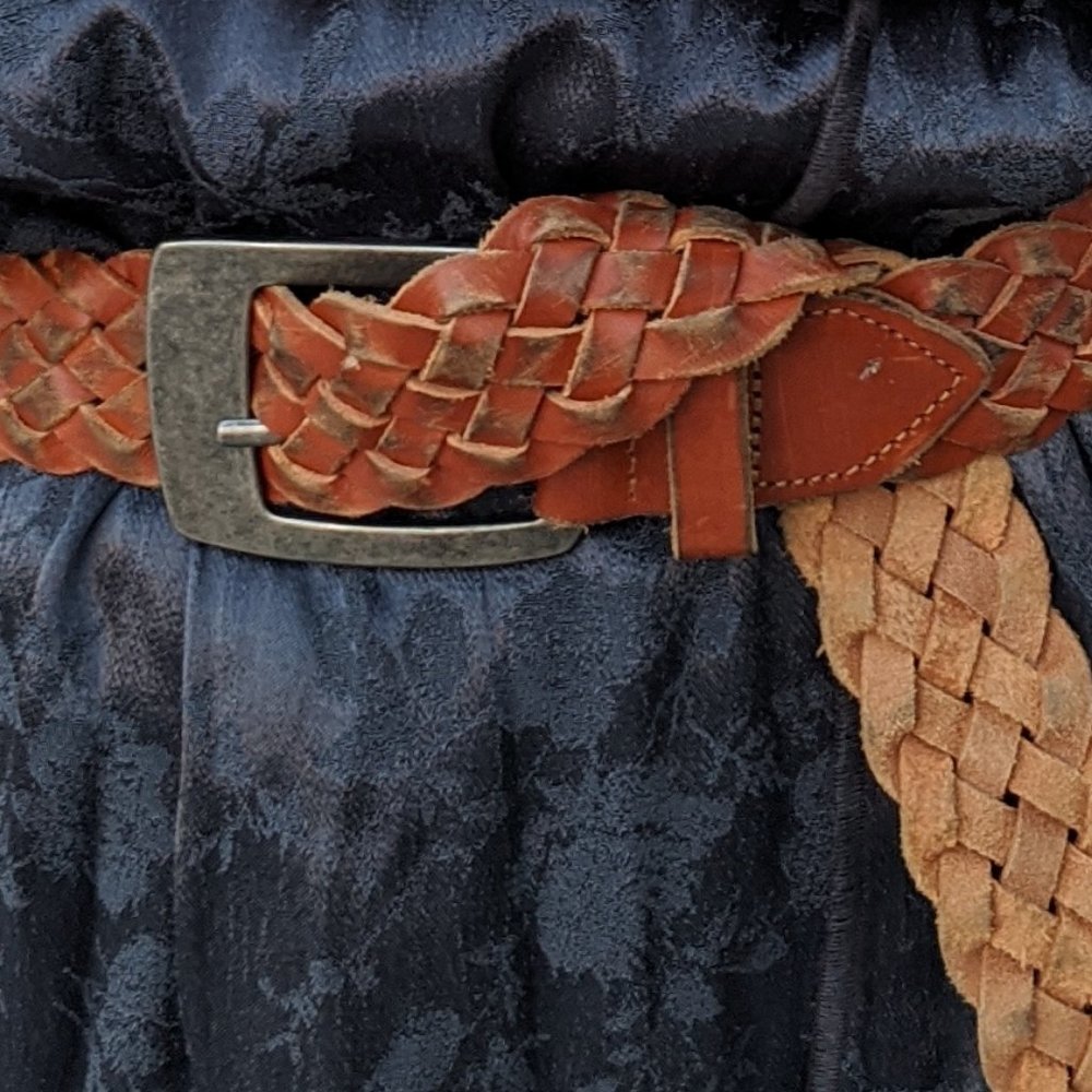 Genuine Leather Braided Belt Brown